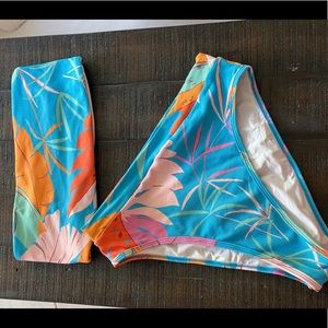 LSpace High waisted blue tropical bikini 👙 set
